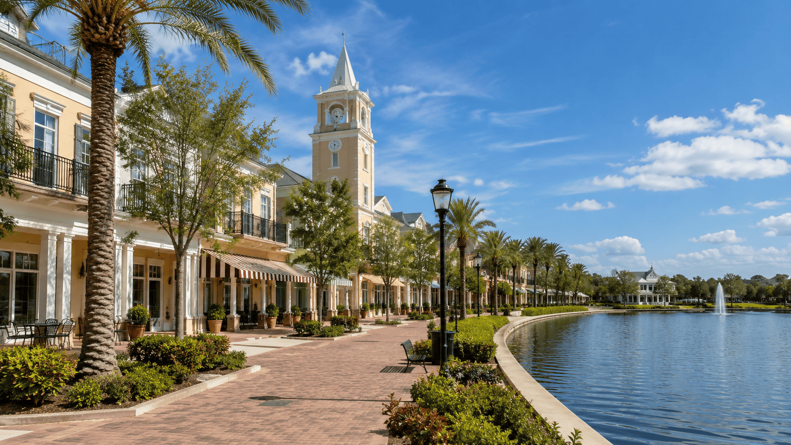 Illustration representing Celebration Town Center and its lakefront